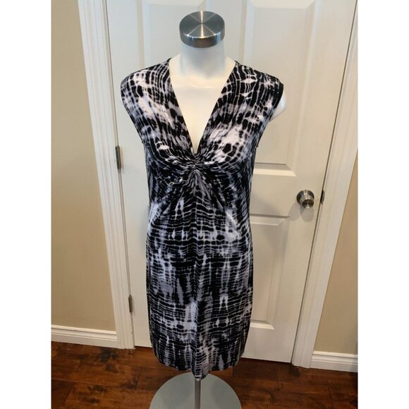 Michael Kors Black  & White Tie Dye Twisted Front T-Shirt Dress, Size Small - Picture 1 of 7